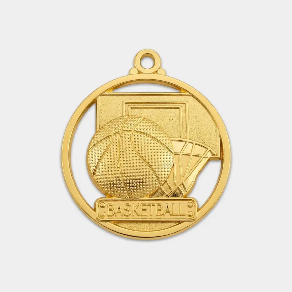 MEDALLA DE BALONCESTO 5 CM DORADA