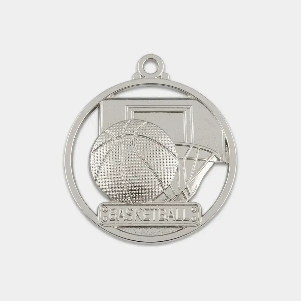 MEDALLA DE BALONCESTO 5 CM PLATEADA